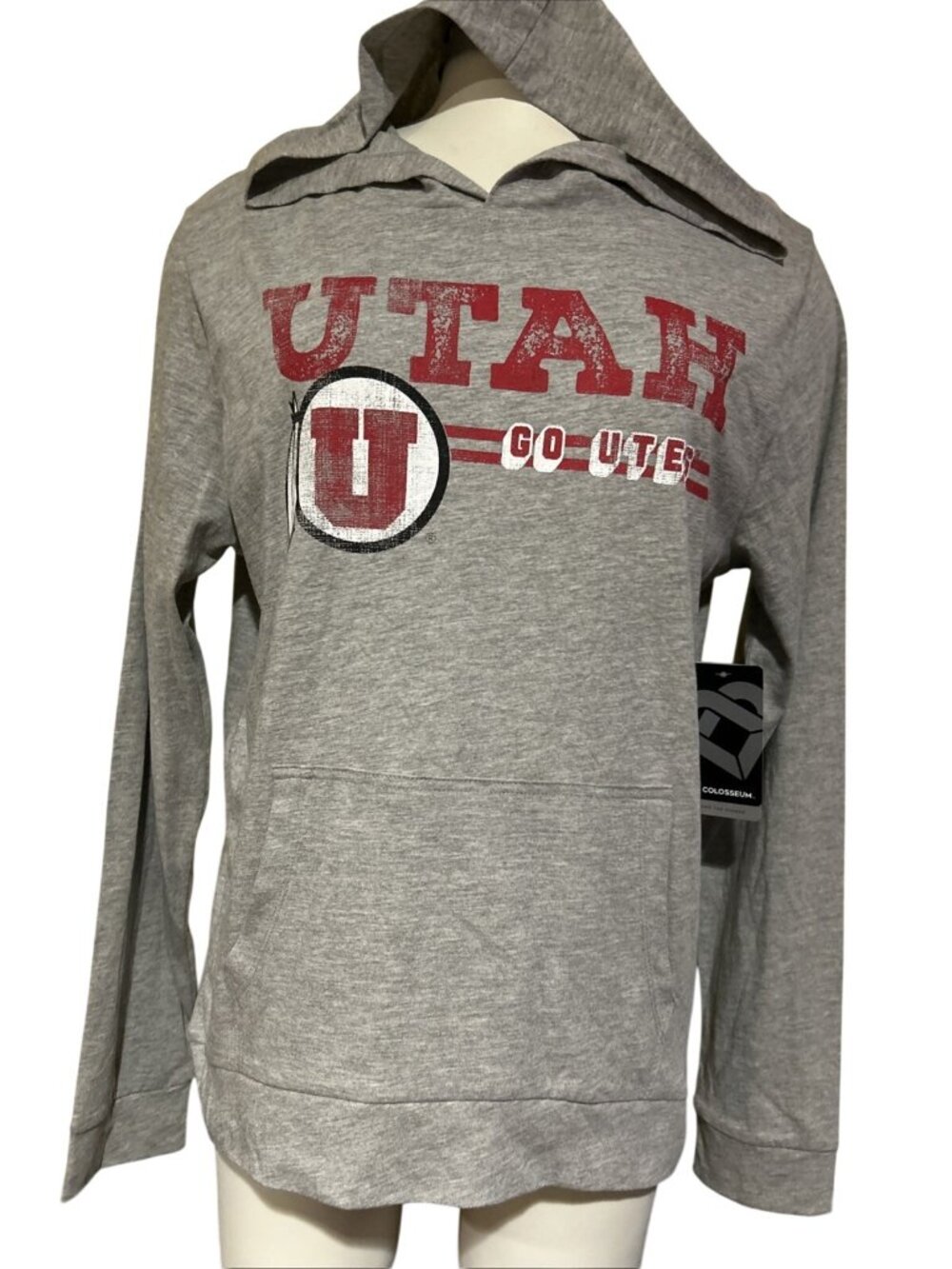 NEW Utah Utes Colosseum Athletics Gray Pocket Hoodie Shirt Women's M
